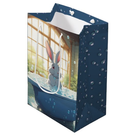 Sac Cadeau Moyen Bunny Dans Le Bain À Bulle (Devant Angle)