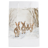 Sac Cadeau Moyen Bunny Rabbits Woods Snow Christmas (Dos)