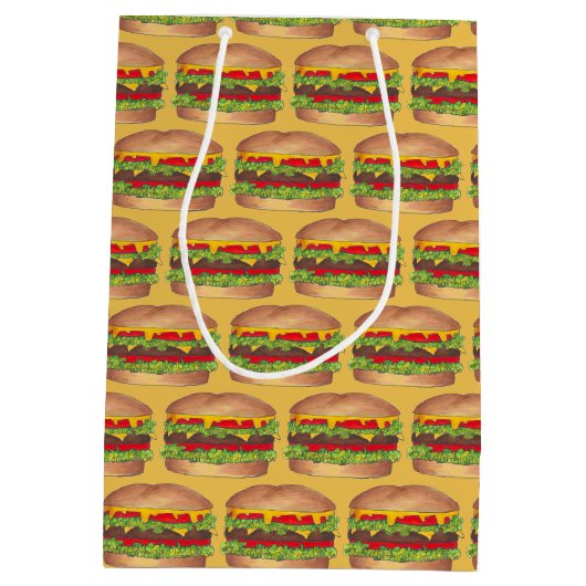 Sac Cadeau Moyen Burger Cheeseburger Fast Food Pique-nique Cookout  (Dos)