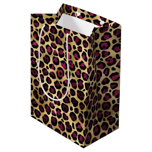 Sac Cadeau Moyen Burgundy et Gold Leopard Series Design 2 (Dos Angle)