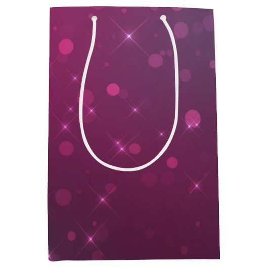 Sac Cadeau Moyen Burgundy Pink Bokeh Anniversaire (Devant)