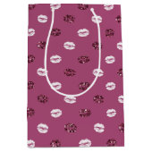 Sac Cadeau Moyen Burgundy rose Parties scintillant rouge blanc Bais (Devant)