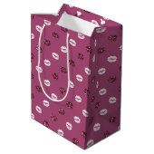 Sac Cadeau Moyen Burgundy rose Parties scintillant rouge blanc Bais (Dos Angle)