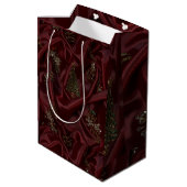 Sac Cadeau Moyen Burgundy Silk-Look Diamond  (Dos Angle)
