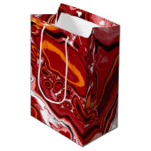 Sac Cadeau Moyen Burgundy White Digital Fluid Art (Devant Angle)