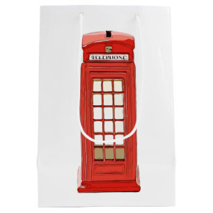 Sac Cadeau Moyen Bus à double étage rouge de la cabine téléphon