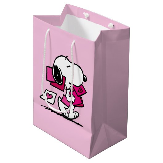 Sac Cadeau Moyen cacahuètes | Saint Valentin | Snoopy Avec Valentin (Devant Angle)