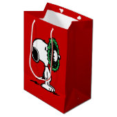 Sac Cadeau Moyen cacahuètes | Snoopy pour les fêtes (Devant Angle)