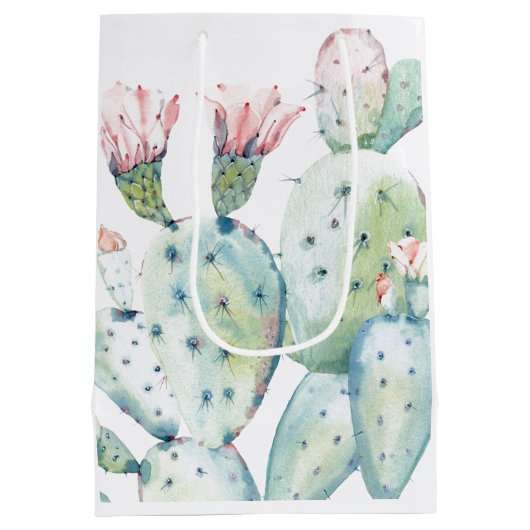 Sac Cadeau Moyen Cactus d'aquarelle (Dos)