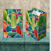 Sac Cadeau Moyen Cactus en pot abstrait