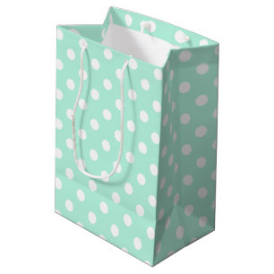 Sac Cadeau Moyen Cadeau design pois vert et blanc à la menthe