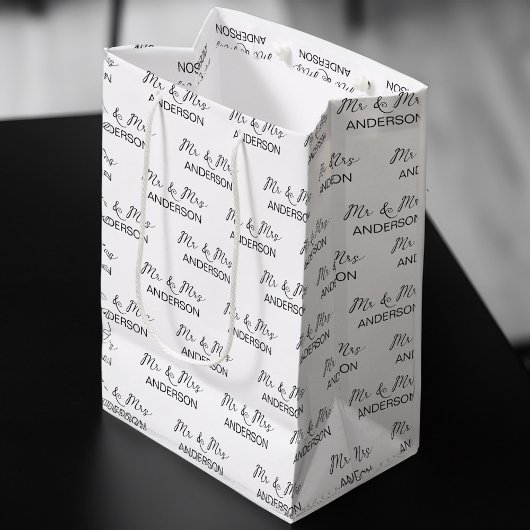 Sac Cadeau Moyen Cadeau mariage M. et Mme Nom personnalisé