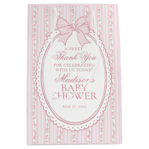 Sac Cadeau Moyen Cadeaux de Baby Shower Floraux Fancy Vintage Rose