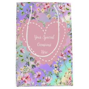 Sac Cadeau Moyen Cadre de cœur floral élégant : pour chaque occasio