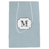 Sac Cadeau Moyen Cadre Monogram sur bleu pâle et point Polka (Devant)