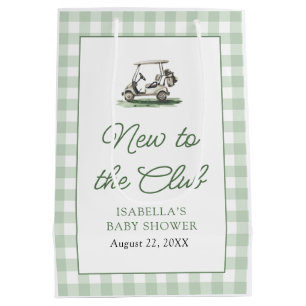 Sac Cadeau Moyen Cadre Vert Sauge Golf Nouveau au Club Baby Shower