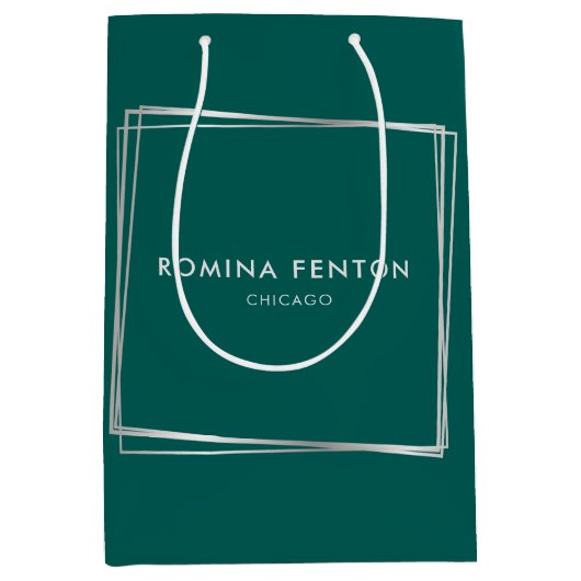 Sac Cadeau Moyen Cadres argentés Abstraits Moderne Professionnel (Devant)