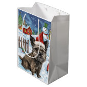 Sac Cadeau Moyen Cairn Terrier Chien Winter Wonderland Noël Joie (Dos Angle)