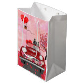 Sac Cadeau Moyen Cairn Terrier voiture avec coeur Valentine's (Devant Angle)