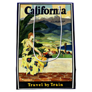 Sac Cadeau Moyen California Travel par Train affiche de voyage vint