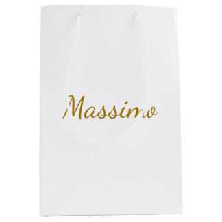 Sac Cadeau Moyen Calligraphie de couleur or élégante simple et sobr