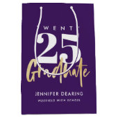 Sac Cadeau Moyen Calligraphie Or Moderne Purple Graduation (Devant)