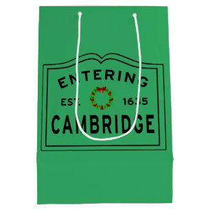Sac Cadeau Moyen Cambridge, MA Holiday Wreath