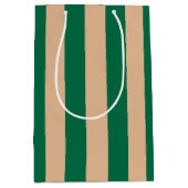 Sac Cadeau Moyen Camel Beige & Classic Green Bande (Devant)