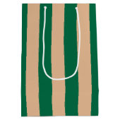 Sac Cadeau Moyen Camel Beige & Classic Green Bande (Dos)