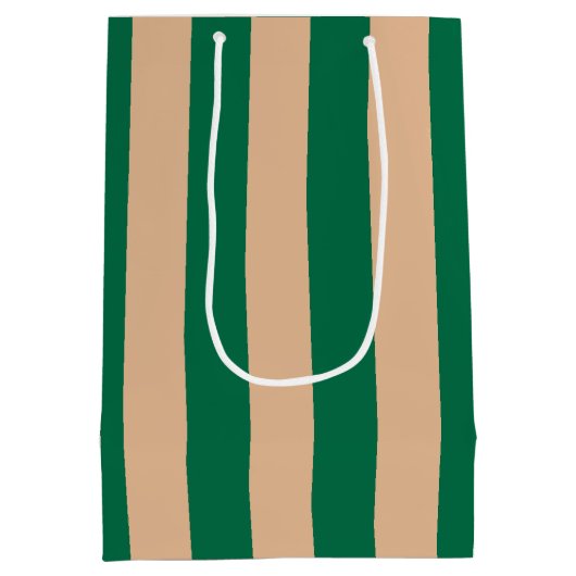 Sac Cadeau Moyen Camel Beige & Classic Green Bande (Dos)