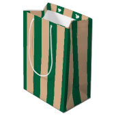 Sac Cadeau Moyen Camel Beige & Classic Green Bande (Dos Angle)