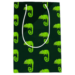 Sac Cadeau Moyen Caméléon vert mignon