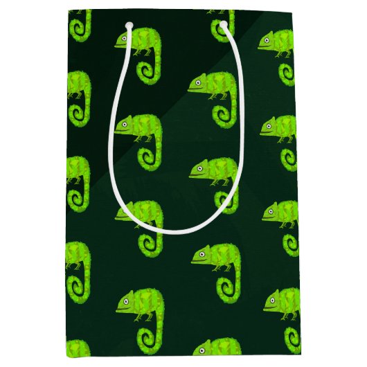 Sac Cadeau Moyen Caméléon vert mignon (Devant)