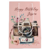 Sac Cadeau Moyen Caméra vintage avec photo (Dos)