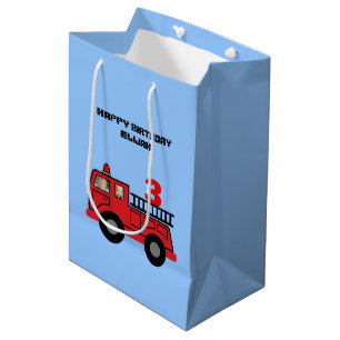Sac Cadeau Moyen Camion d'incendie rouge photo d'anniversaire de l'