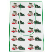 Sac Cadeau Moyen camion festif et camper Noël rouge et vert (Dos)