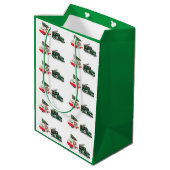 Sac Cadeau Moyen camion festif et camper Noël rouge et vert (Dos Angle)