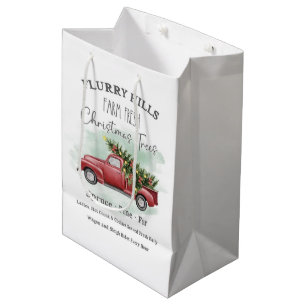 Sac Cadeau Moyen Camion vintage Avec Arbre De Noël Ferme Fraîche