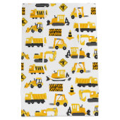 Sac Cadeau Moyen Camions et panneaux de construction Motif blanc (Dos)