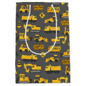 Sac Cadeau Moyen Camions et panneaux de construction Motif Grey (Devant)
