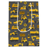 Sac Cadeau Moyen Camions et panneaux de construction Motif Grey (Dos)