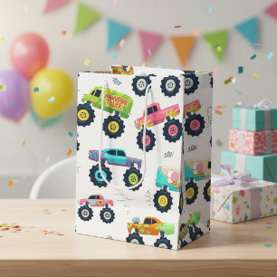Sac Cadeau Moyen Camions monstres aquarelle colorés
