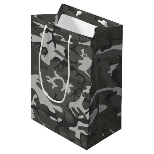 Sac Cadeau Moyen Camouflage gris charbon (Devant Angle)