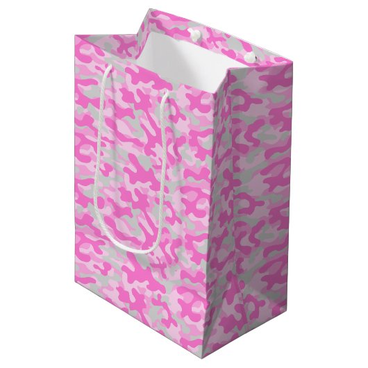 Sac Cadeau Moyen Camouflage rose (Devant Angle)