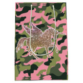 Sac Cadeau Moyen Camouflage rose vert & Parties scintillant or Unic (Dos)