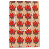 Sac Cadeau Moyen Camping Red Orange Campfire Camp d'été (Devant)