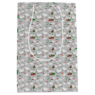 Sac Cadeau Moyen Canards de Noël festifs