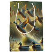 Sac Cadeau Moyen Canards Mallard Et Cattails Anniversaire (Devant)