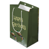 Sac Cadeau Moyen Canards Mallard Et Cattails Anniversaire (Dos Angle)