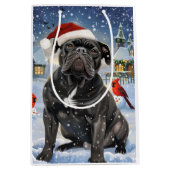 Sac Cadeau Moyen Cane Corso Winter Wonderland Noël Joie (Devant)